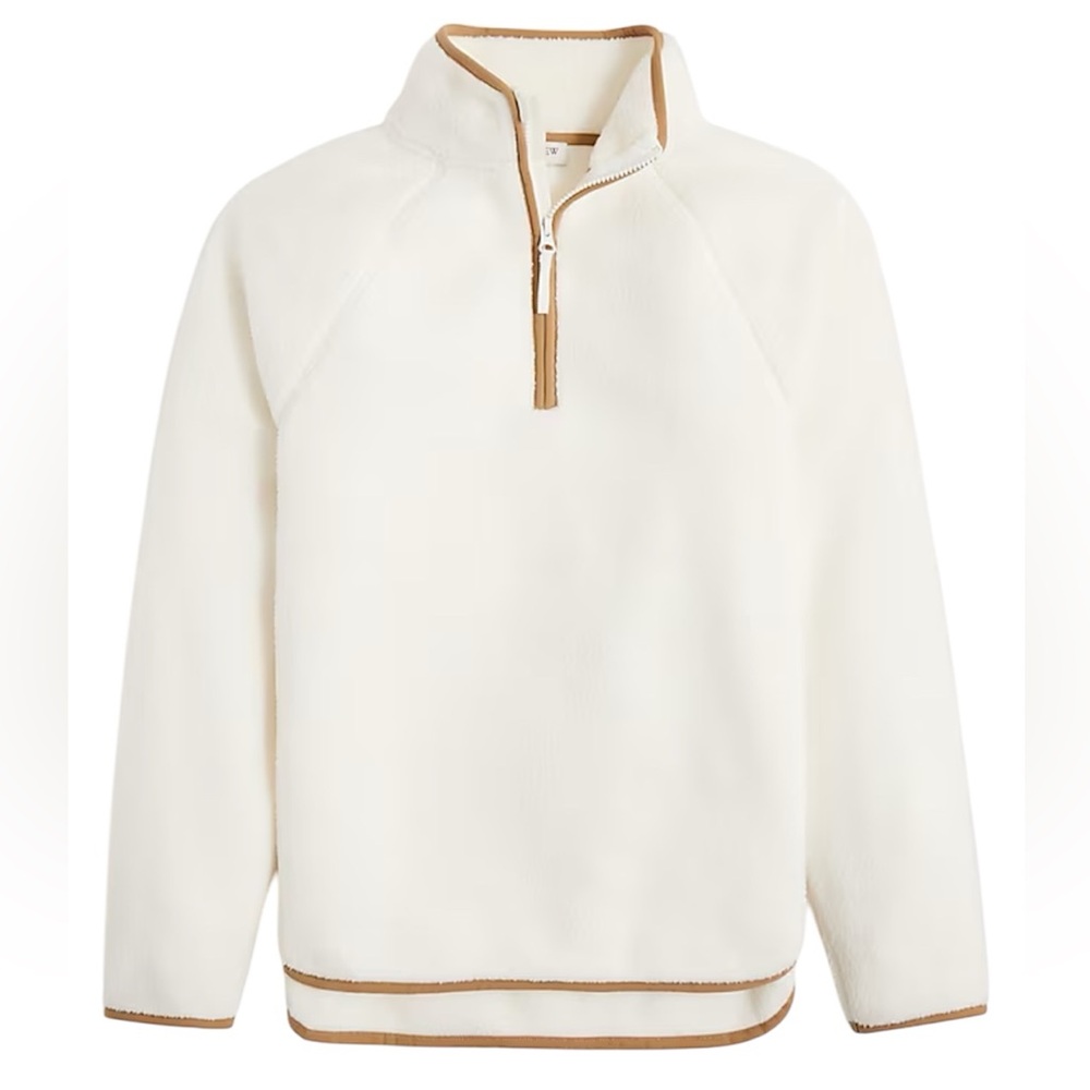 *NWT* J. Crew Half-Zip 1/4-Zip Sherpa Tunic Pullover, Ivory/Tan